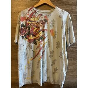 Brad Butter T-Shirt Mens 2XL Brown Dragon Vintage Y2K MMA Style Print Bling